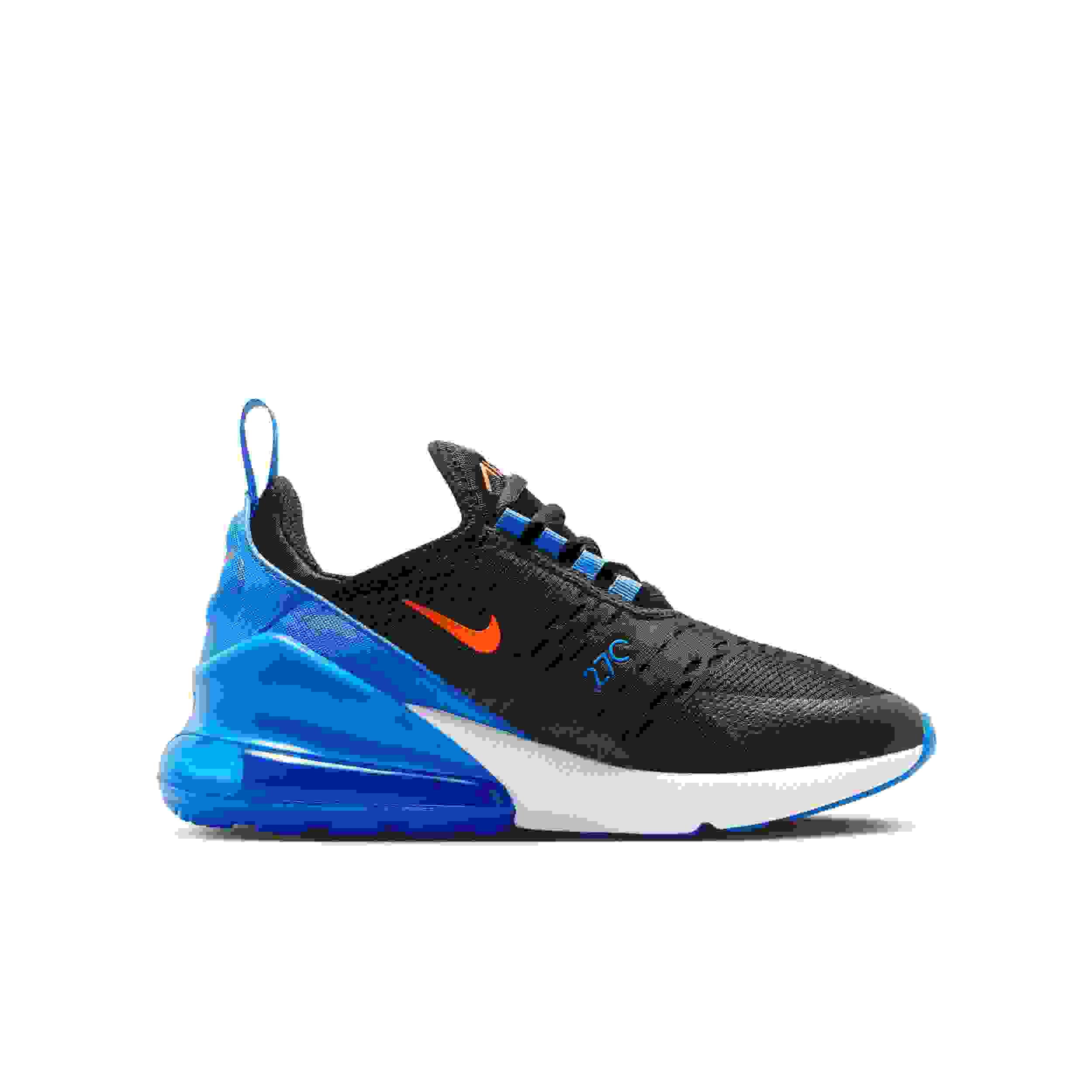 Nike Air Max 270 Grade School Boys' "Black/Blue Crystal/White/Turf Orange" Shoe